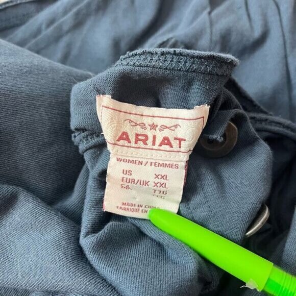 Ariat Women's Pinon Crew Neck Long Sleeve Henley Top Blue Western Size XXL - Picture 11 of 11